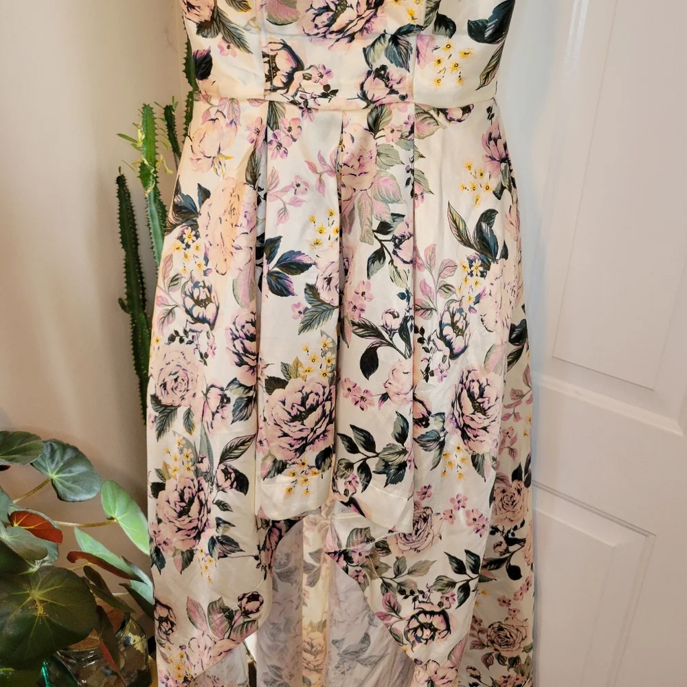 Speechless High‎ Low Gorgeous Rose Printed Strapless Prom Dress, Size 9 Juniors